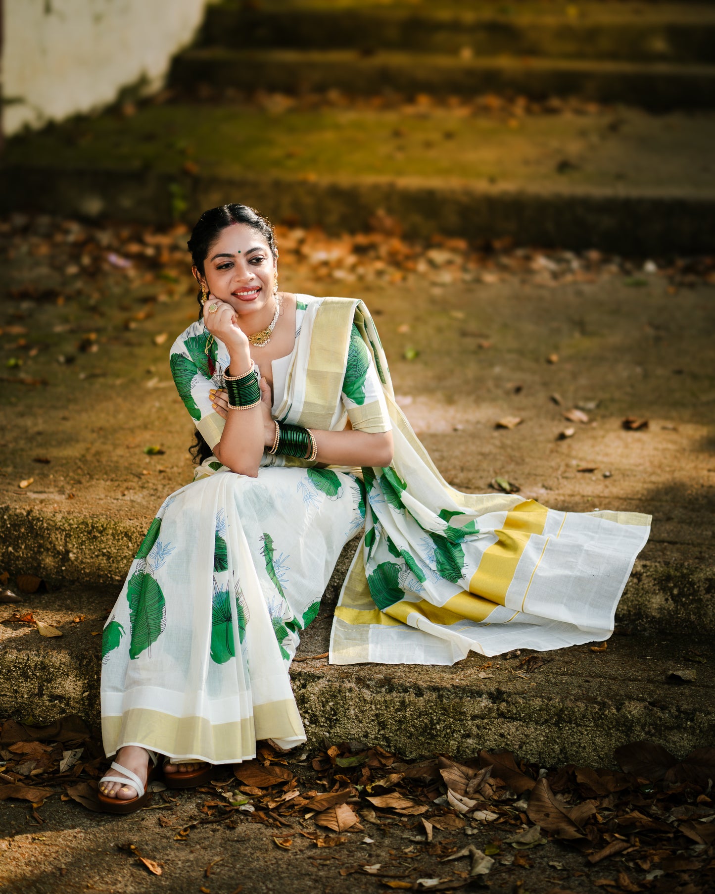 SS94- Green leaf cotton saree