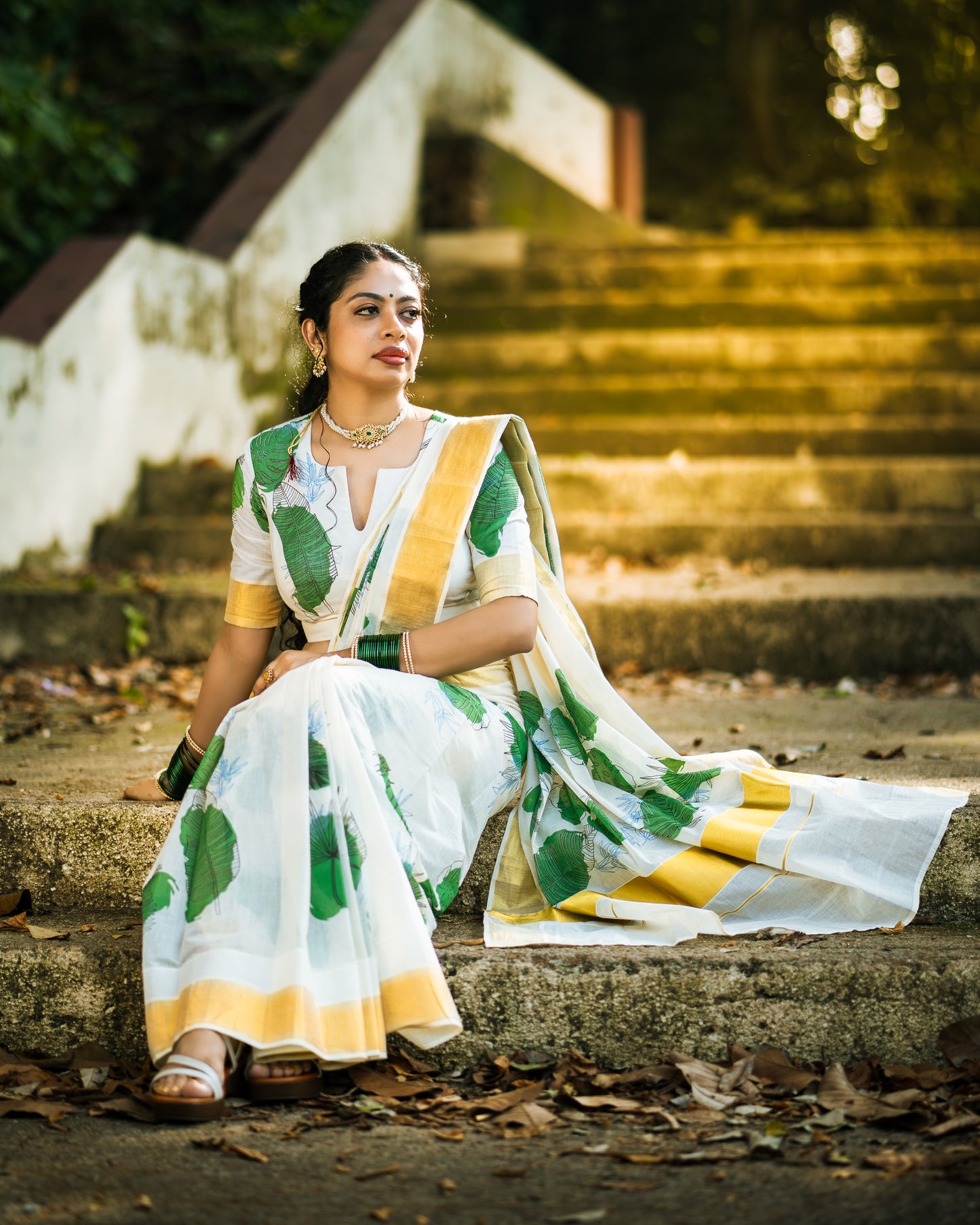 SS94- Green leaf cotton saree