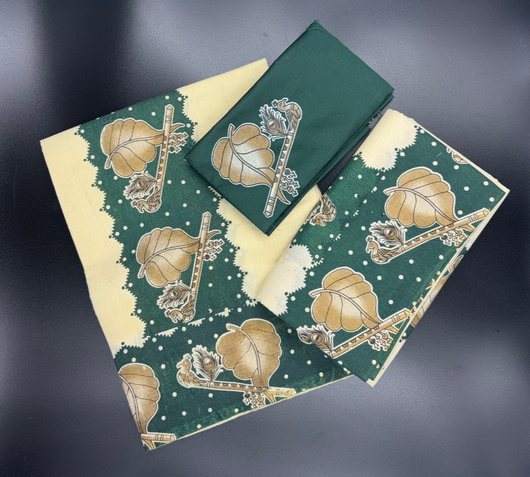 Multi colour tissue with blouse set mundu