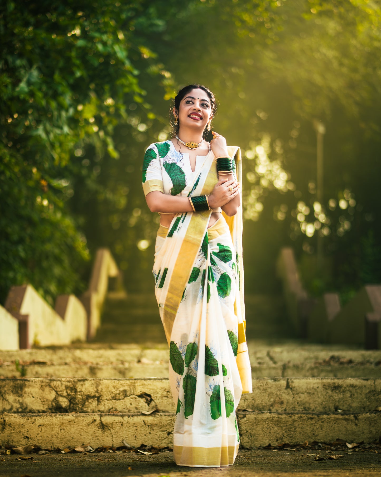 SS94- Green leaf cotton saree