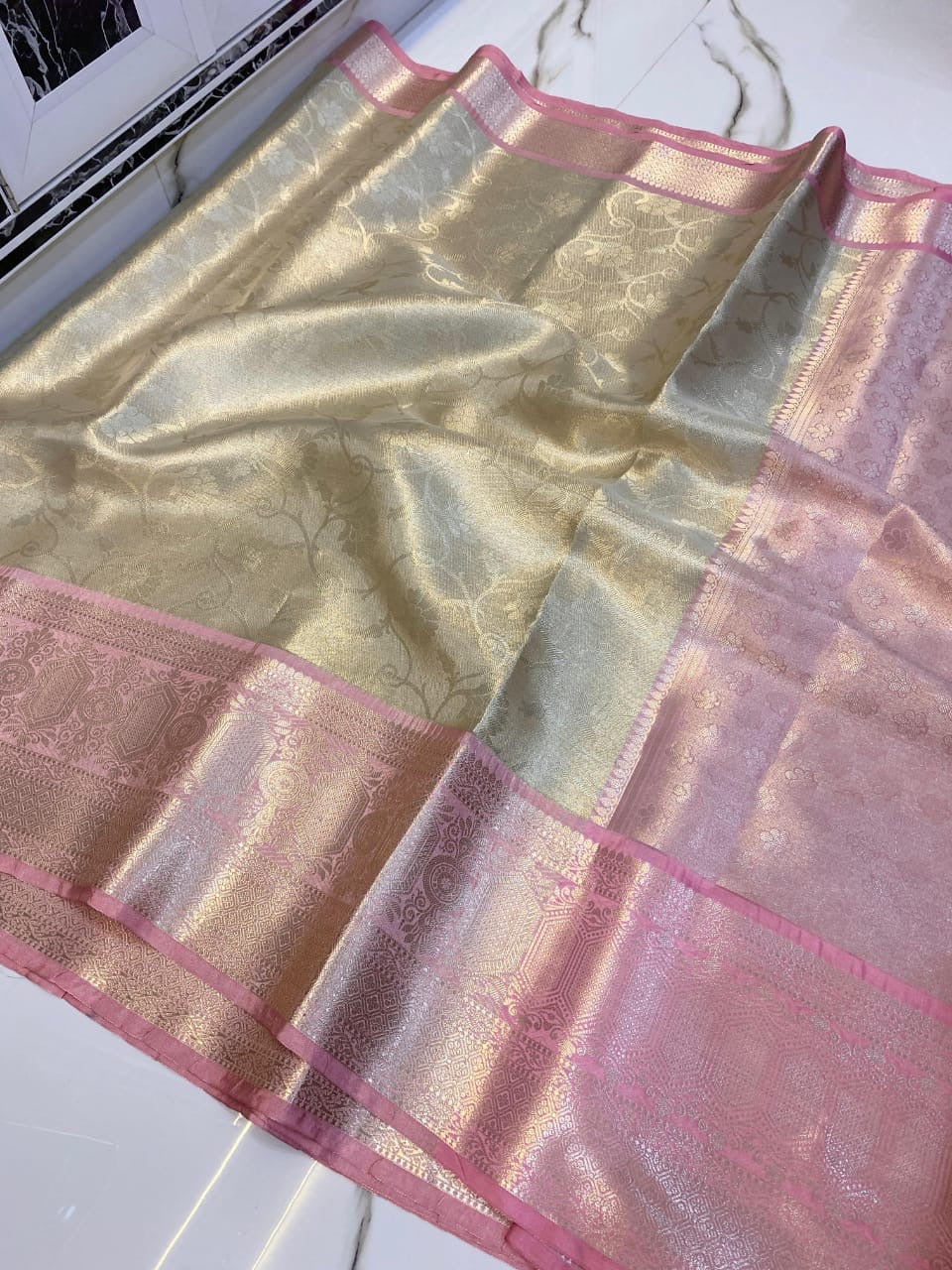 CS19- Pinkish Gold Art Kanchiveram Saree