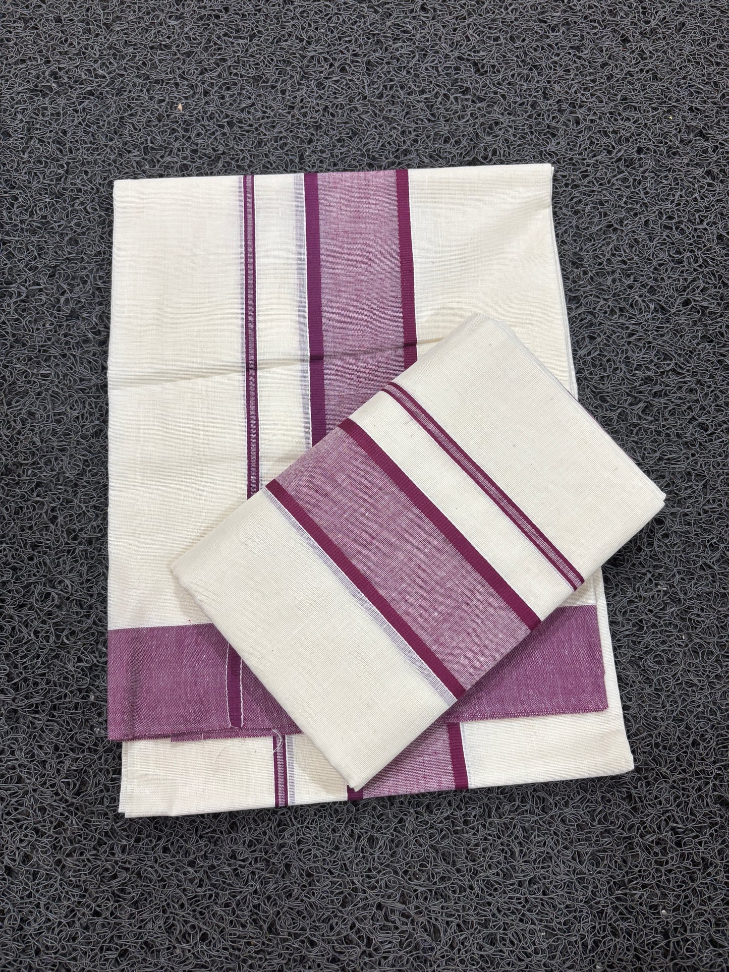 SM30- Handloom finish sada kara set mundu