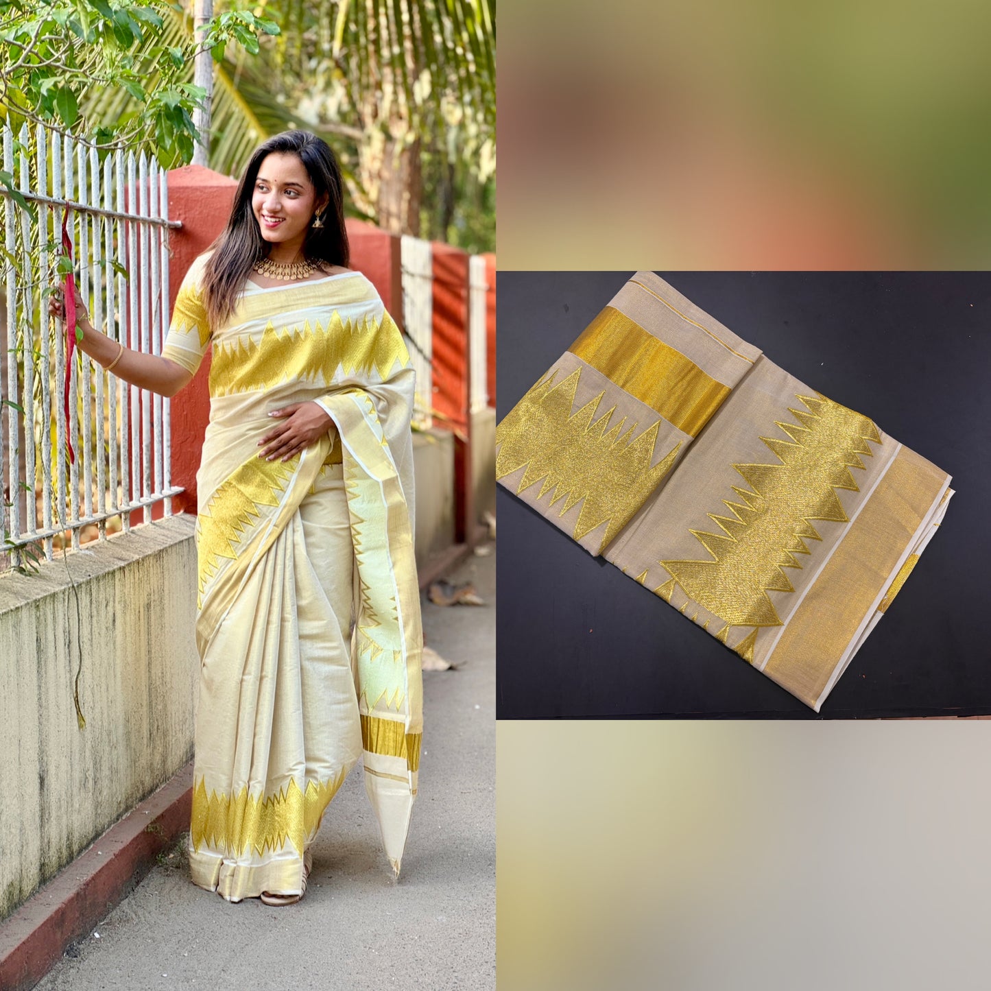SS12- ECG Golden tissue saree