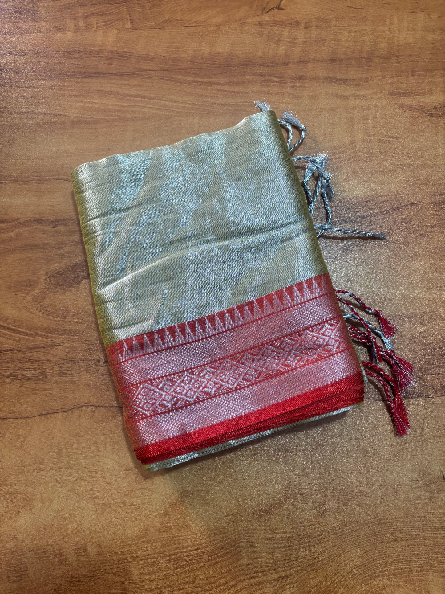 CS14- Metallic Tissue saree with jacquard border