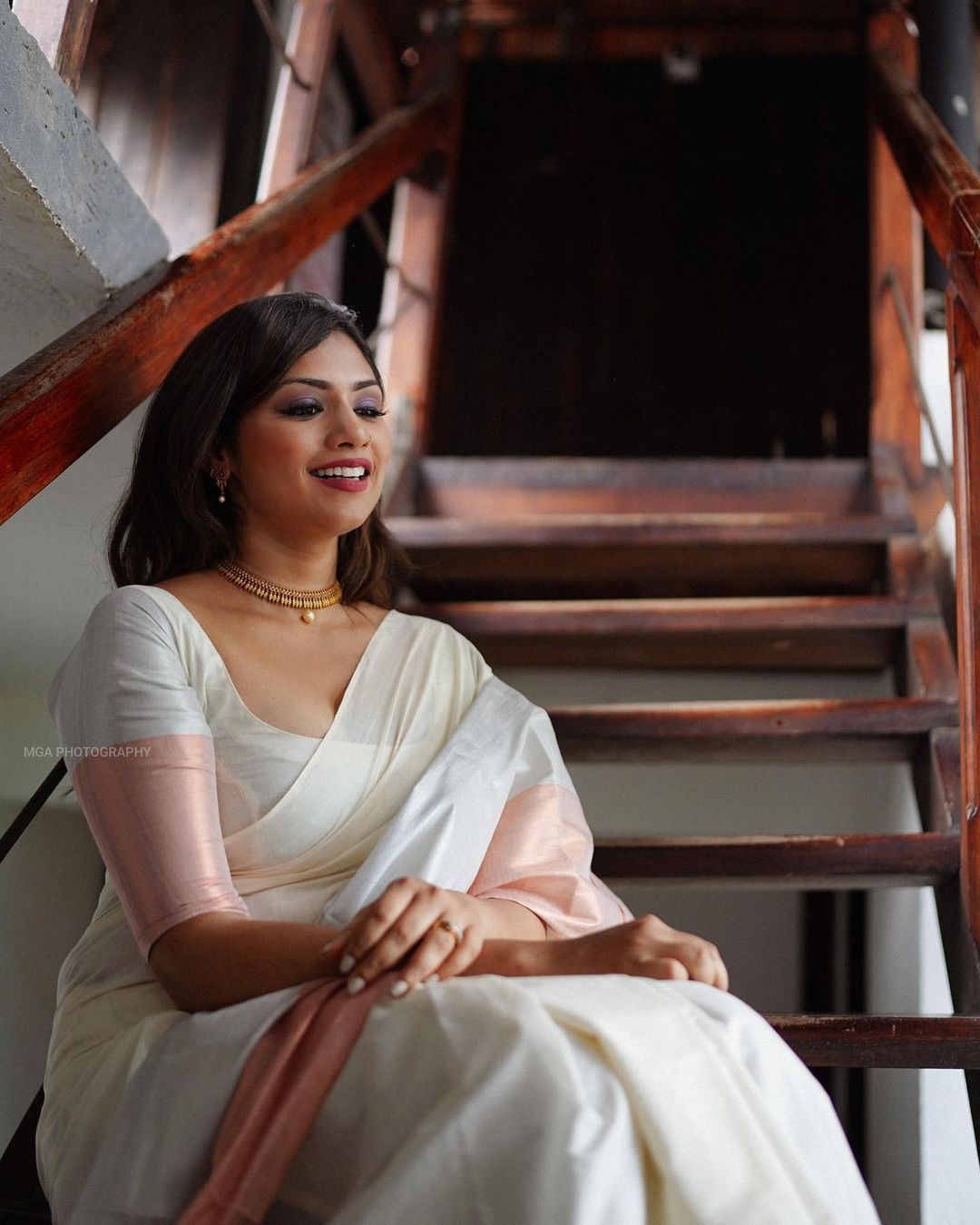 SS61- Rose gold silver cotton saree
