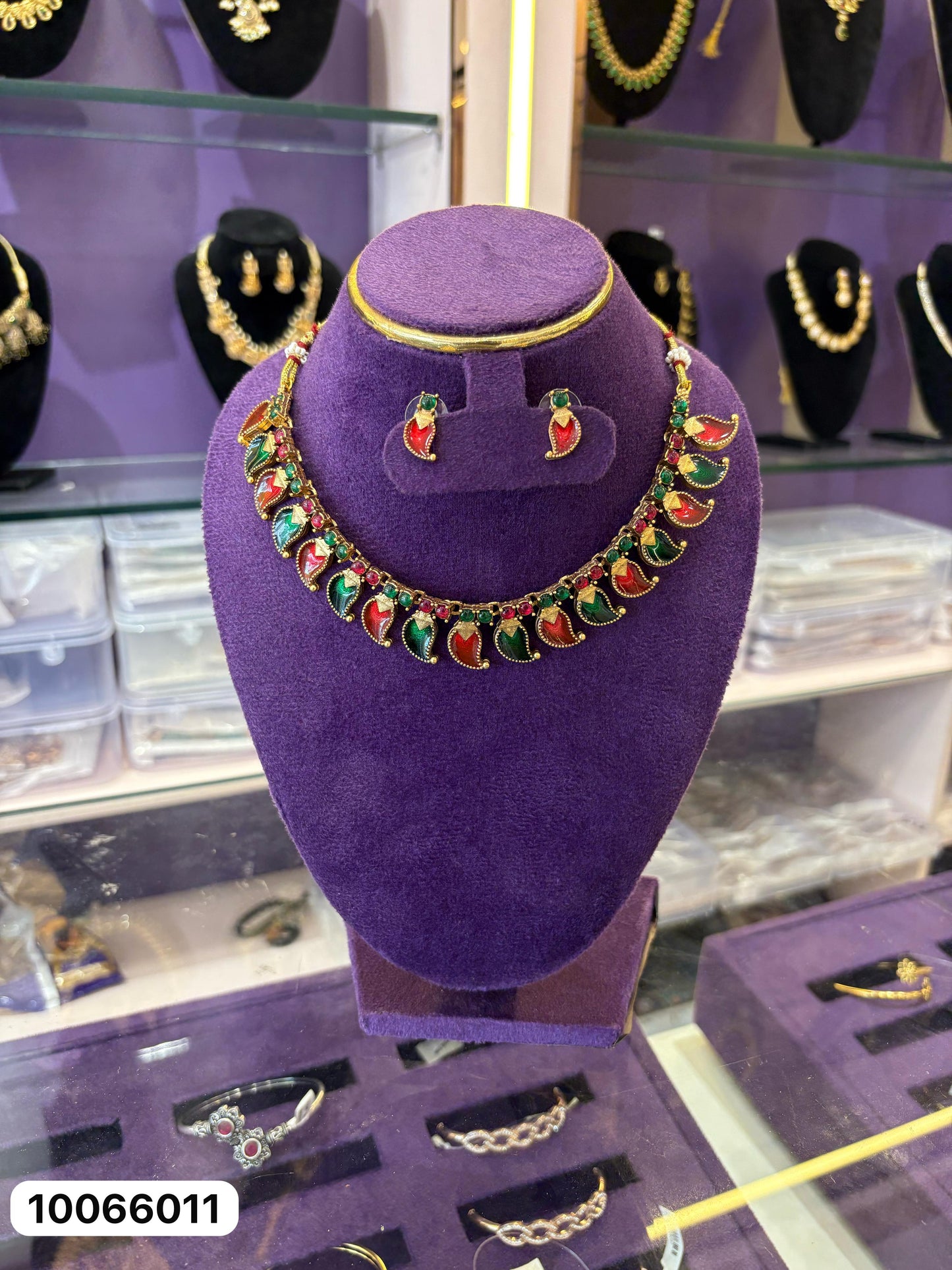 JL10066011 Multi colour ruby neck set JEWELLERY