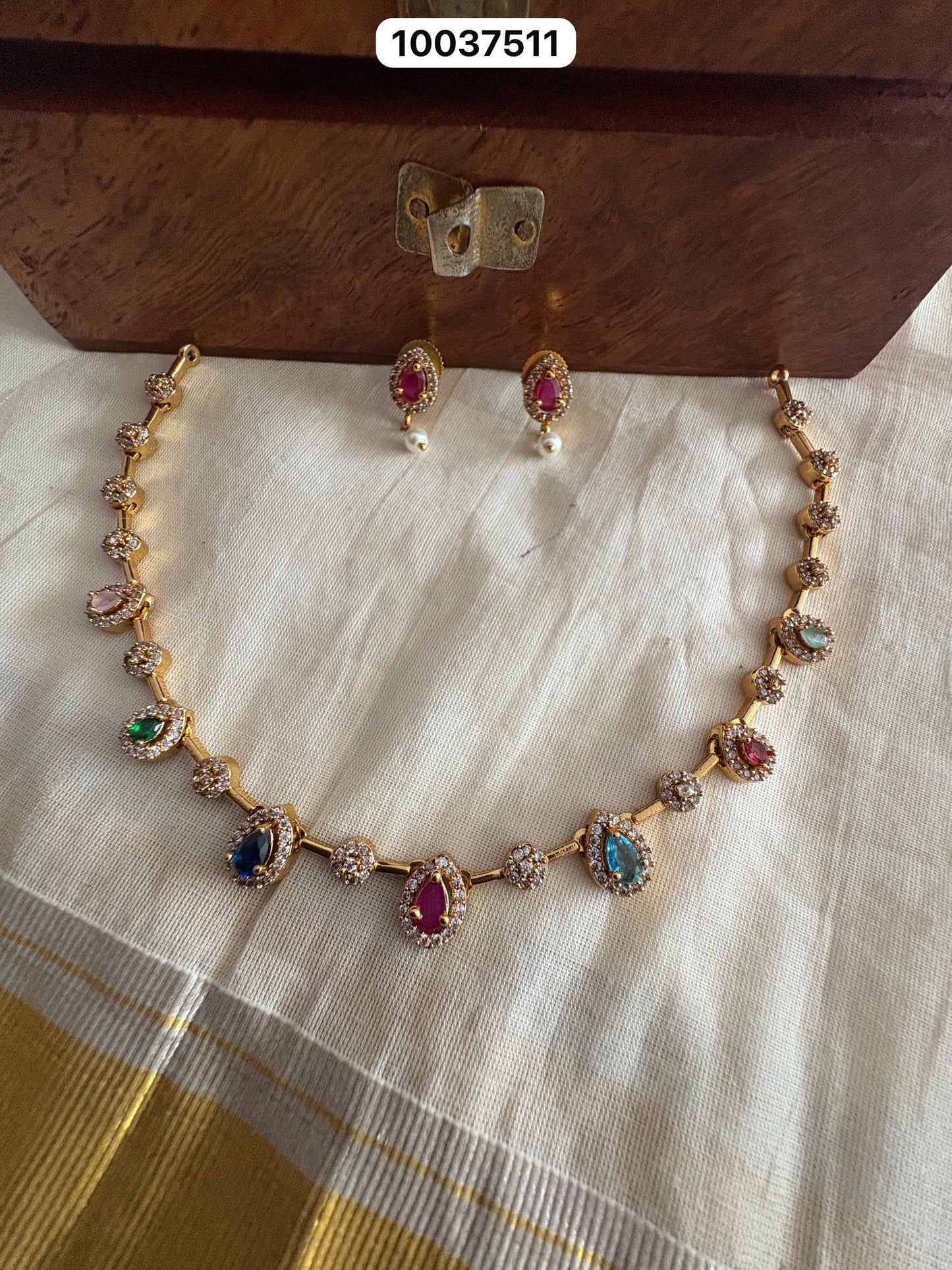 JL10037566 Multi Colour AD necklace JEWELLERY