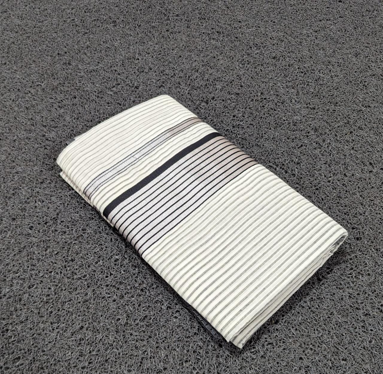 SS58- Silver and black combination cotton lines saree
