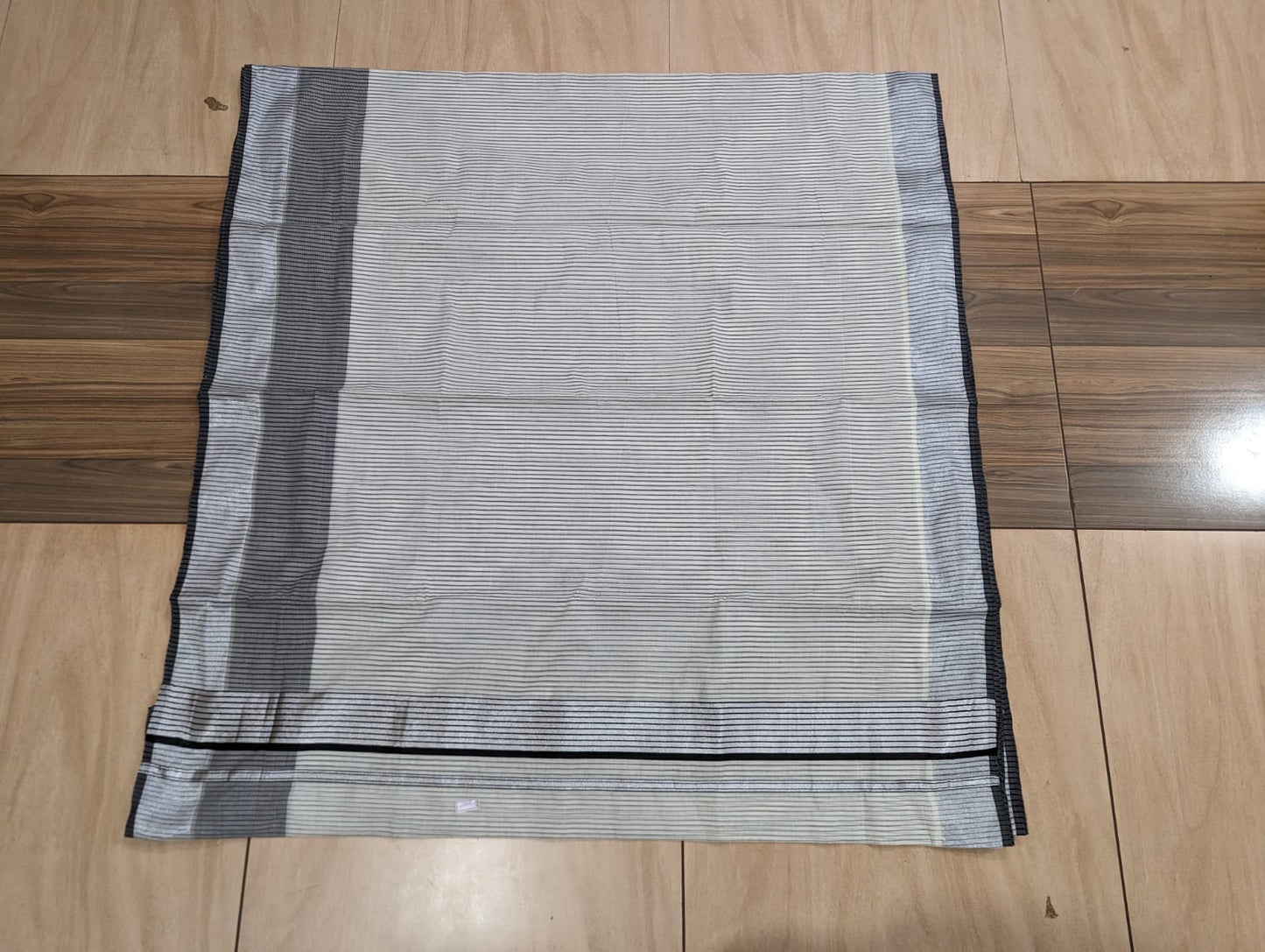 SS58- Silver and black combination cotton lines saree