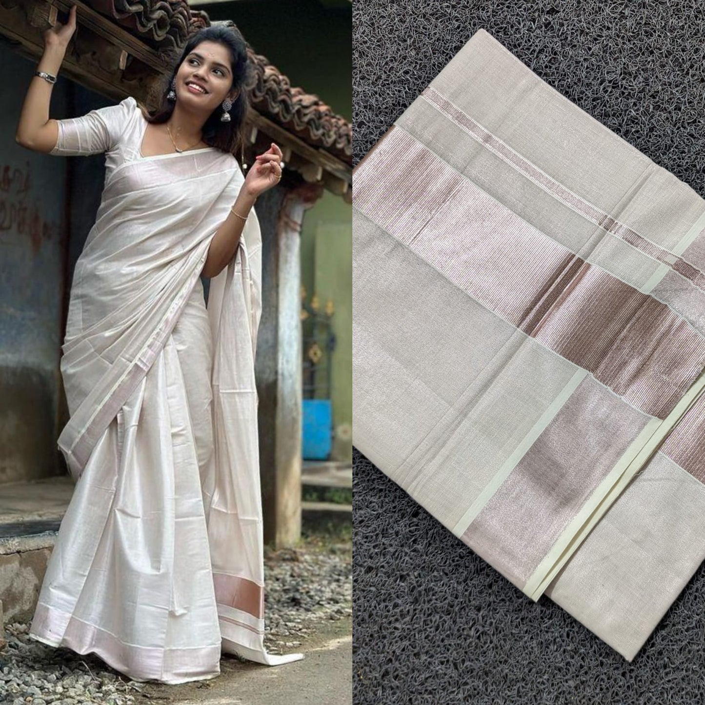 SS22- Rose gold tissue saree