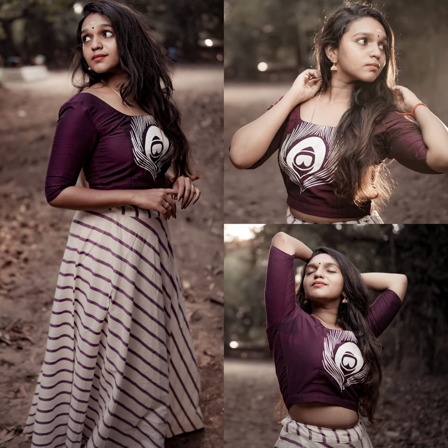 KB30-Myilpeeli lines cotton Pattu Pavada unstitched