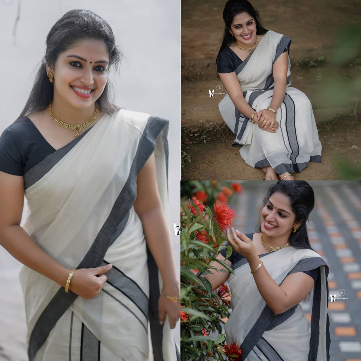 SM30- Handloom finish sada kara set mundu