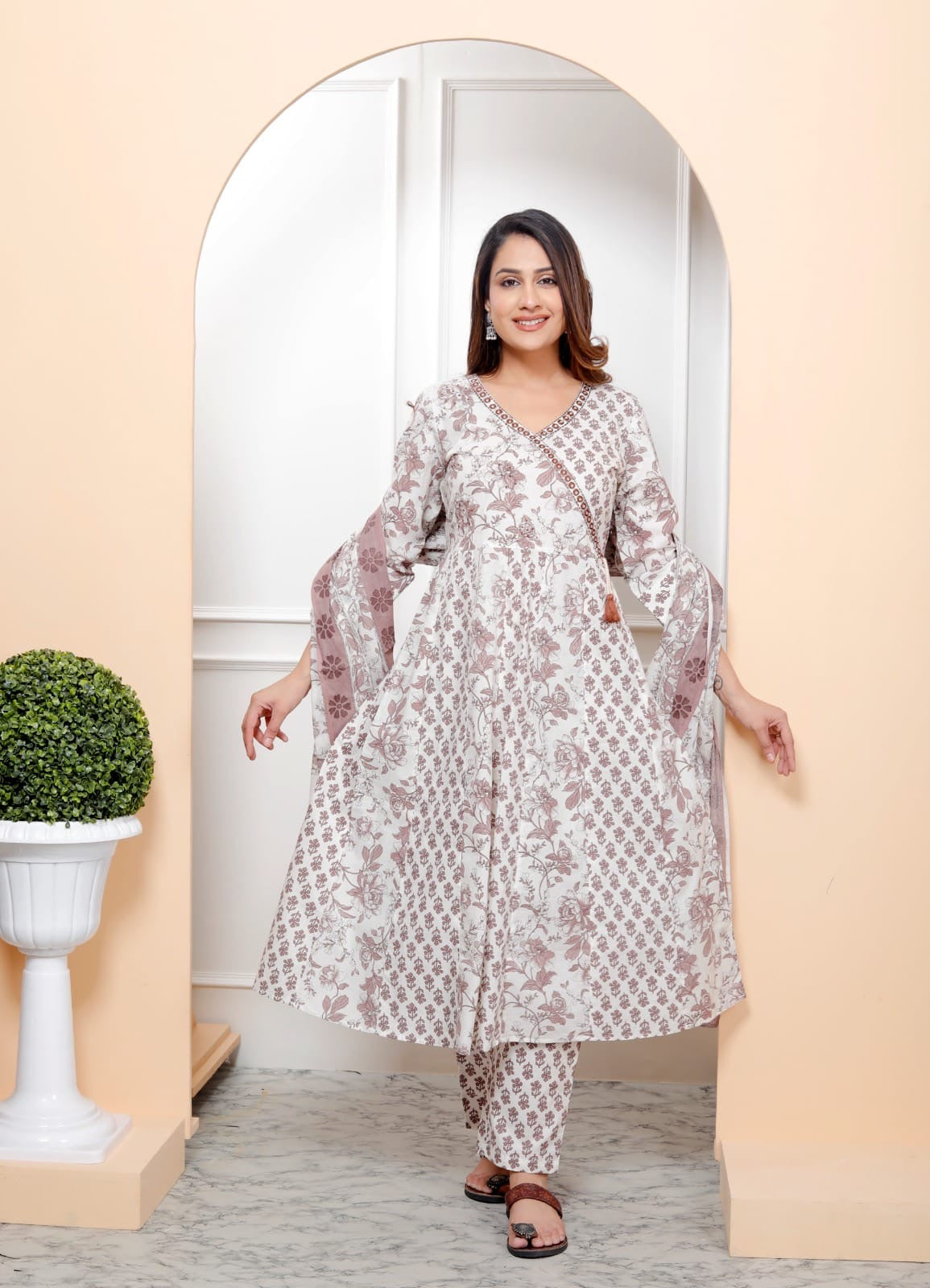 AB03-Pure cotton Block print 3 piece Chudidar ready to wear maroon