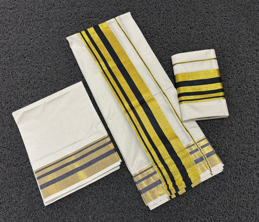 SM54- kara and kasavu cotton set mundu