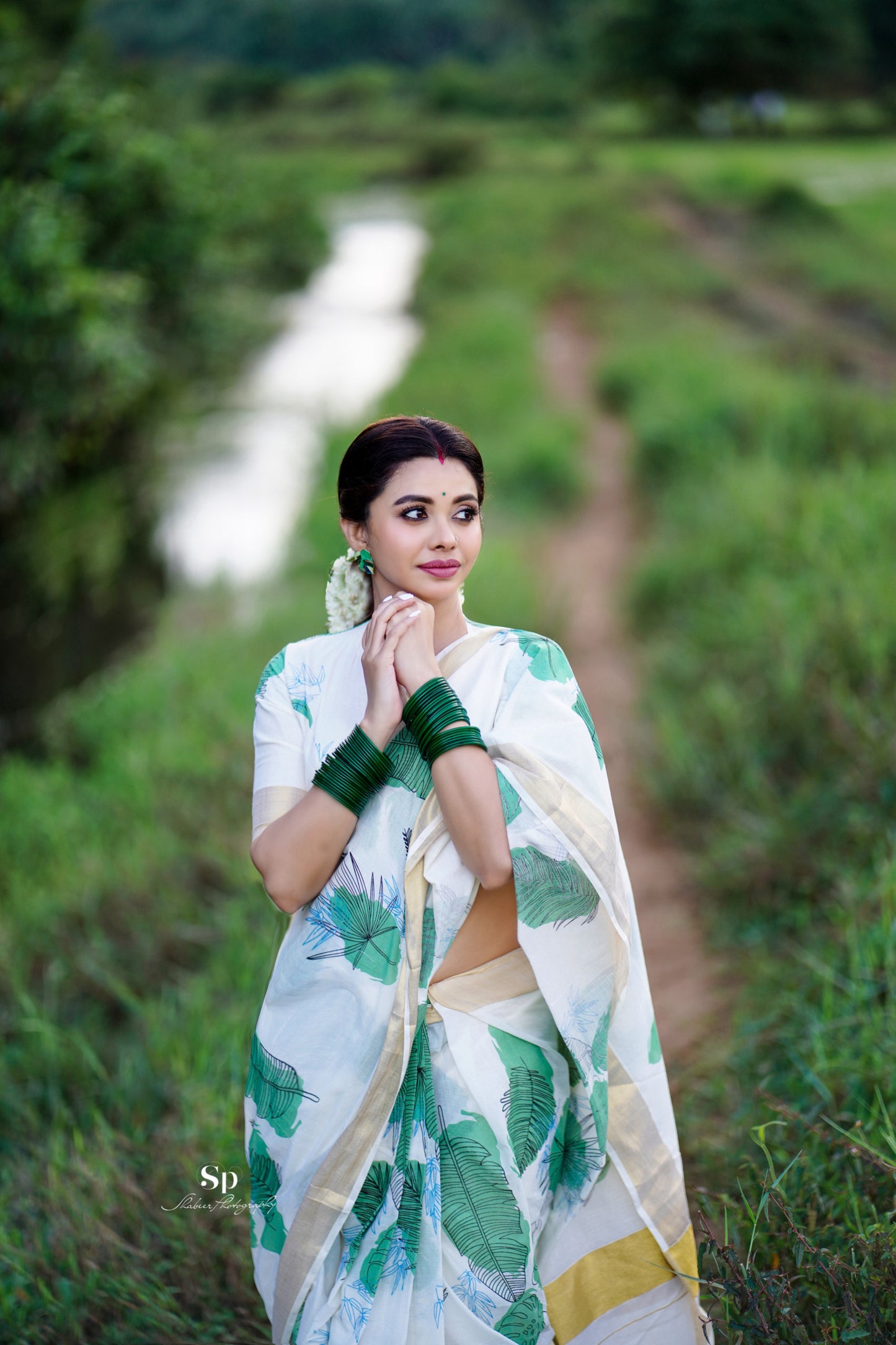 SS94- Green leaf cotton saree