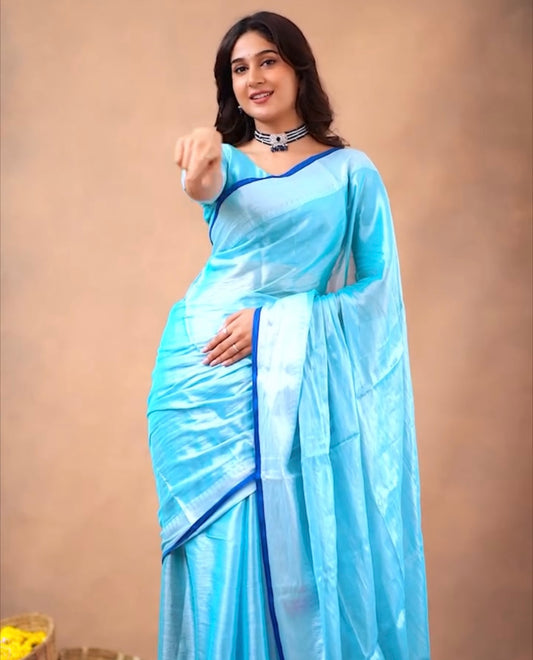CS14- Metallic Tissue saree with jacquard border