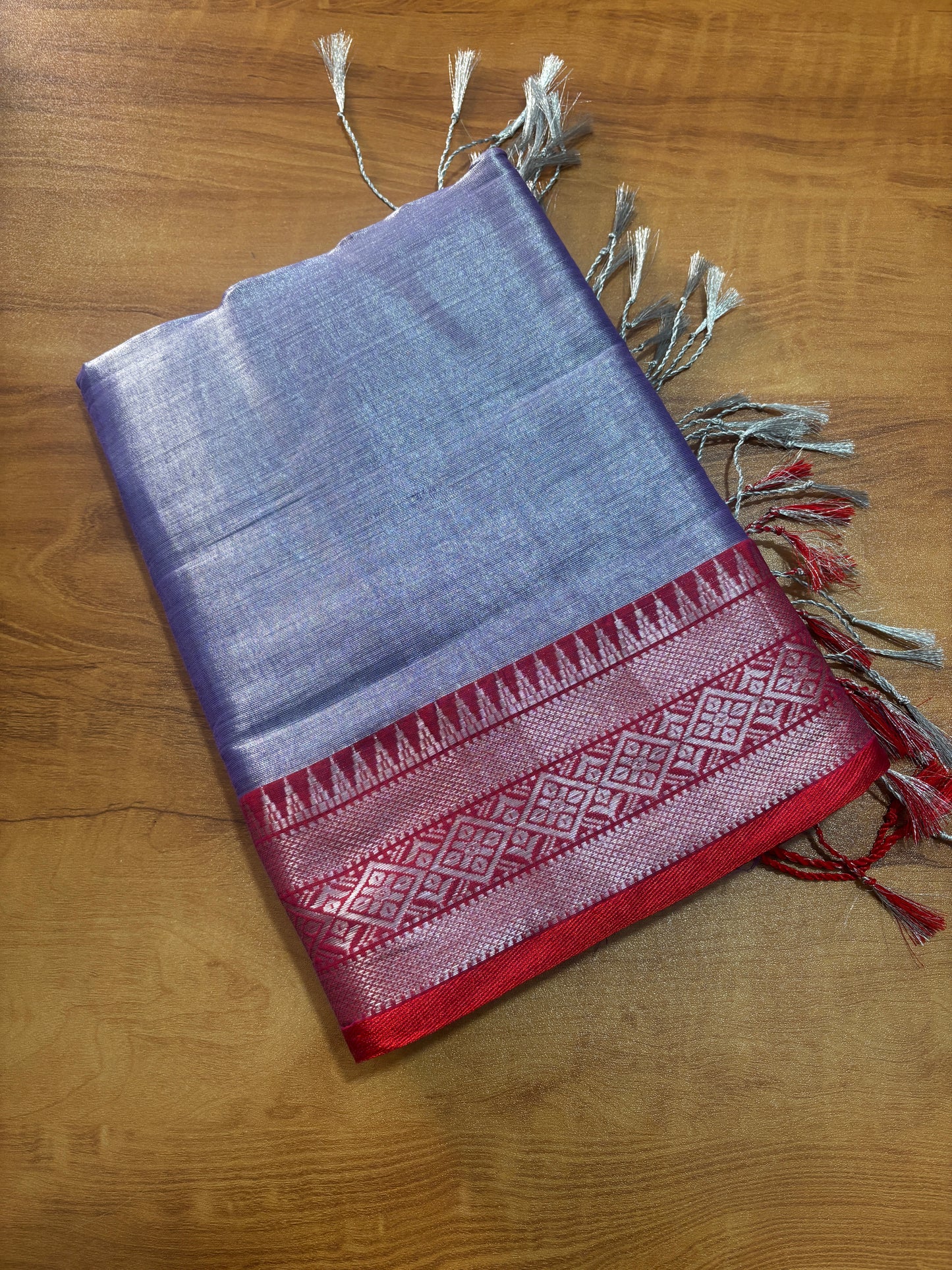 CS14- Metallic Tissue saree with jacquard border
