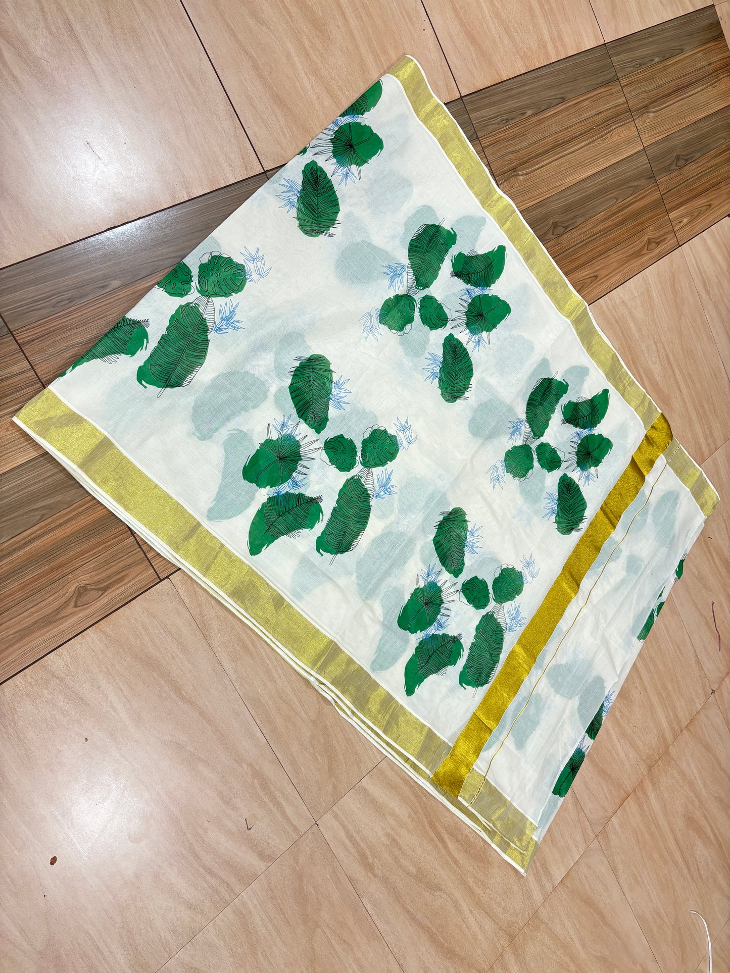 SS94- Green leaf cotton saree