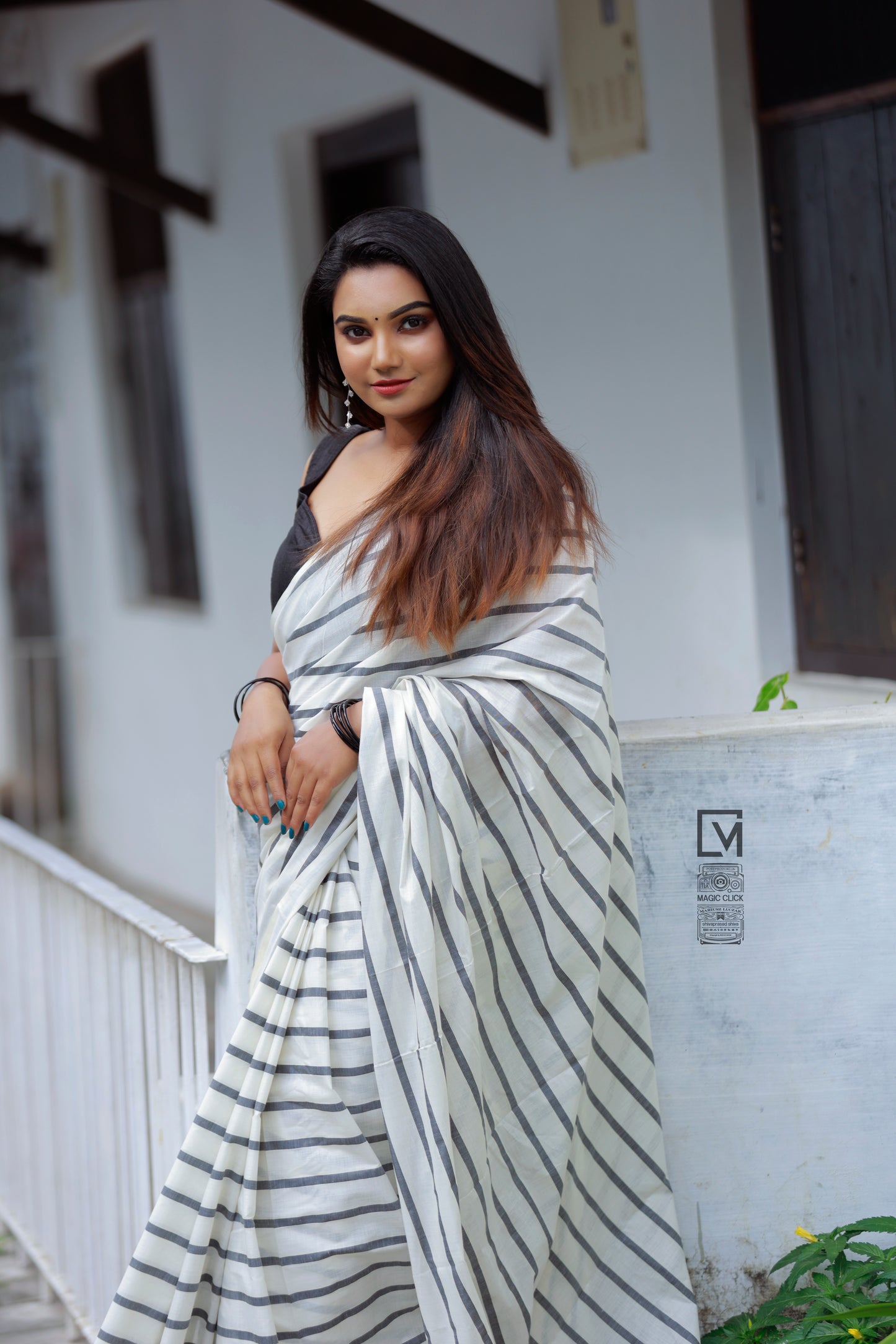 SS85- Black lines cotton saree