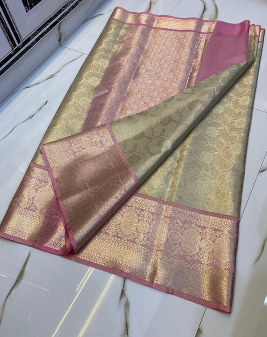 CS19- Pinkish Gold Art Kanchiveram Saree