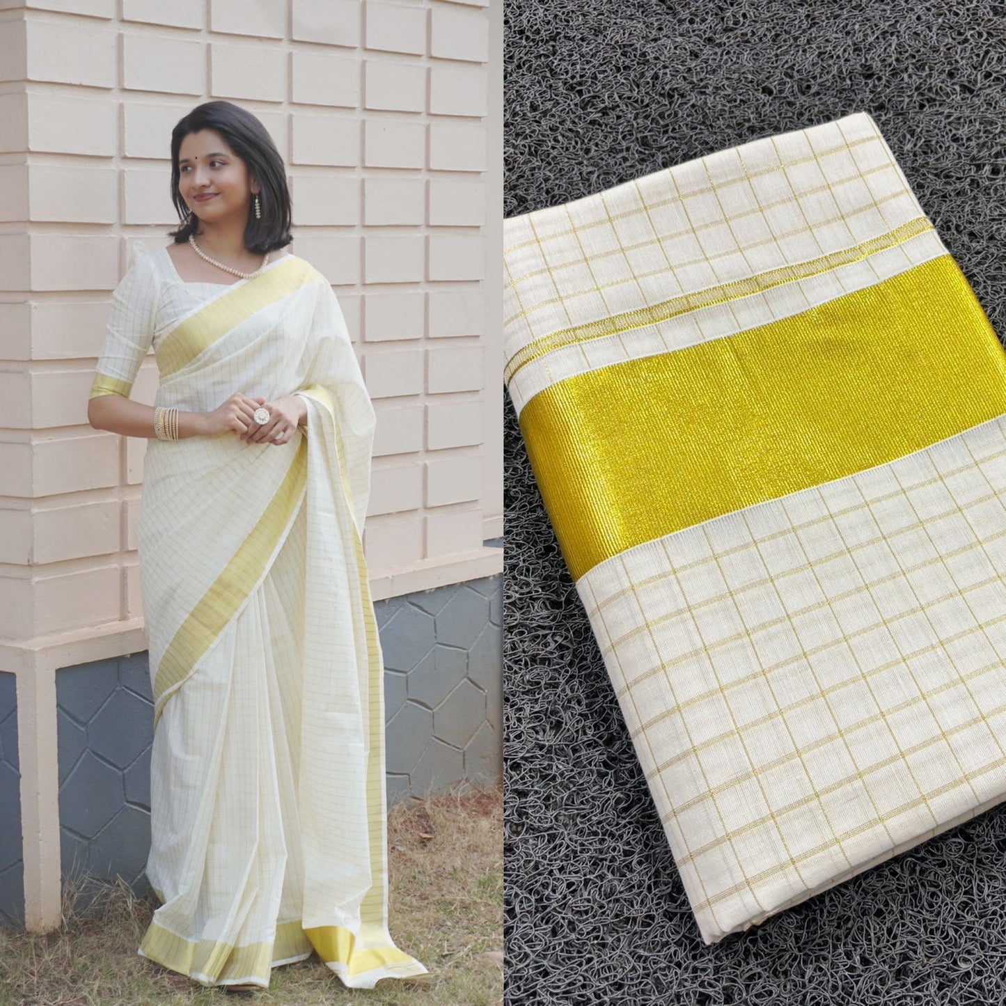 RD04- Cotton checked Ready to wear saree