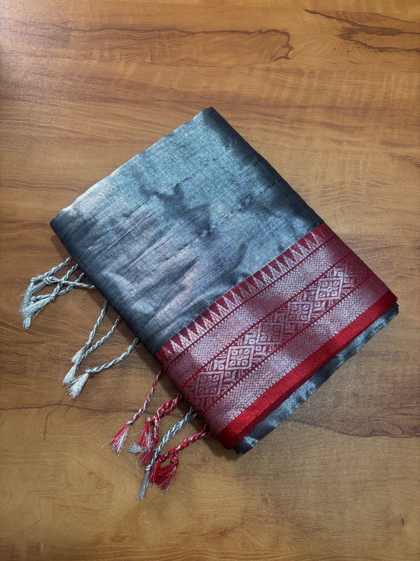 CS14- Metallic Tissue saree with jacquard border