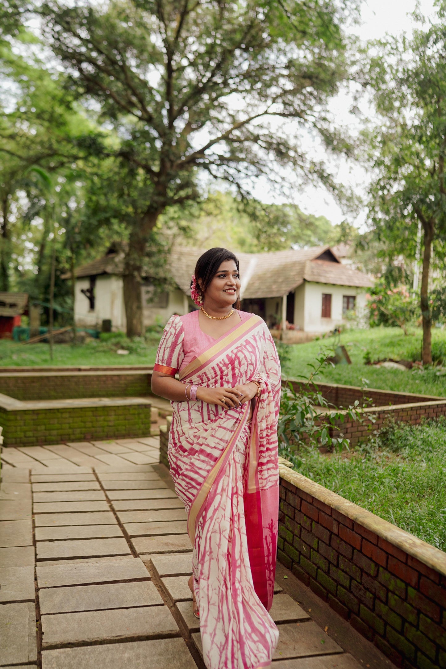 SS89- Rani pink bamboo cotton saree