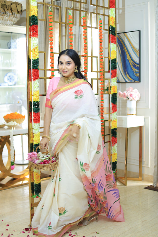 SS04- Brush paint cotton saree