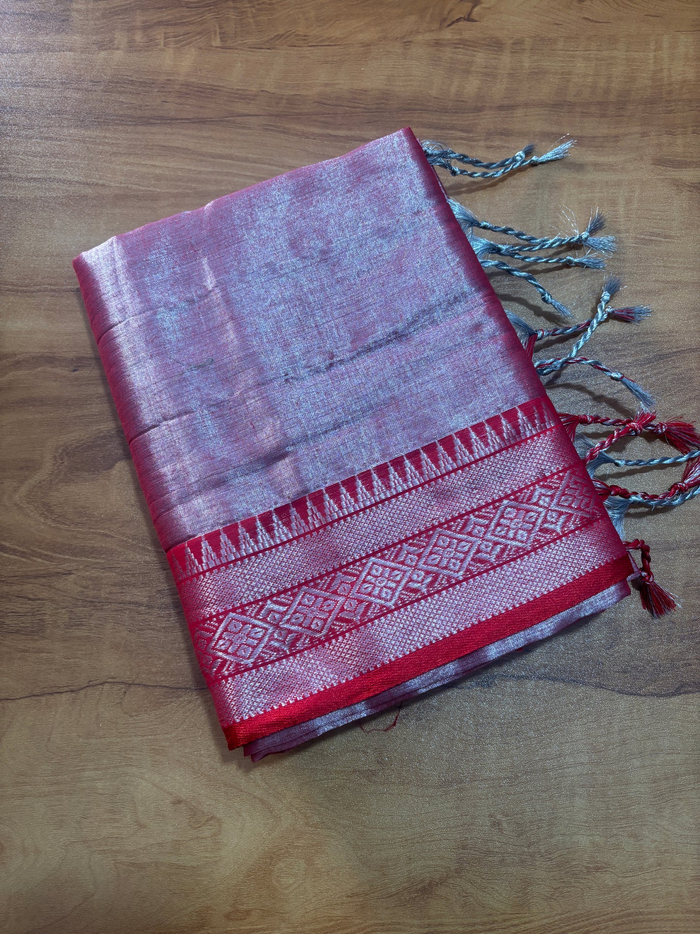 CS14- Metallic Tissue saree with jacquard border
