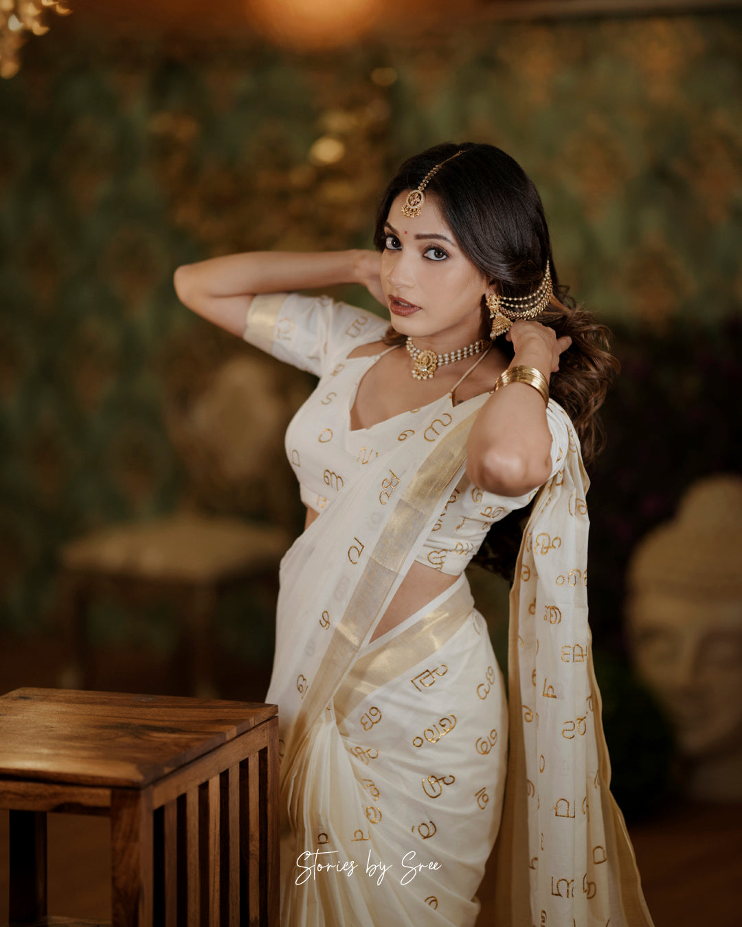SS40-Malayalam letters cotton saree