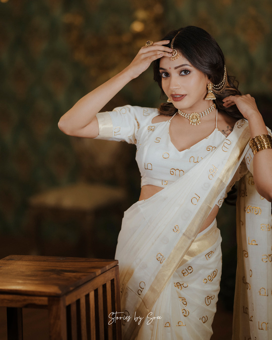 SS40-Malayalam letters cotton saree