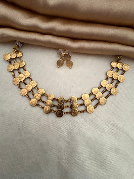 JL10036011 3 Layer Lakshmi necklace JEWELLERY