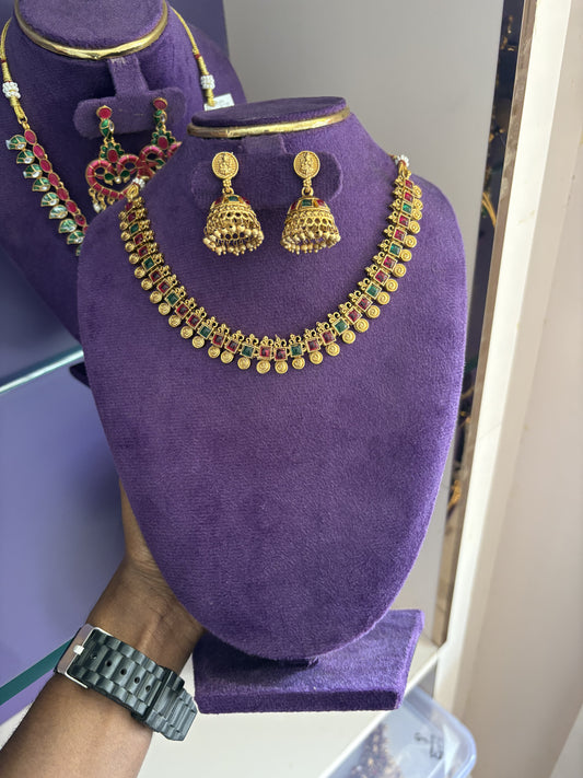 JL20033011/7 Square stone traditional necklace JEWELLERY