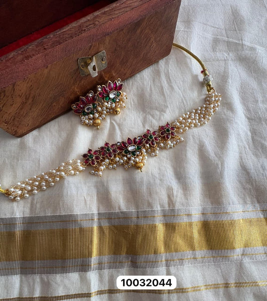 JL10032011 Pearl with lotus necklace JEWELLERY