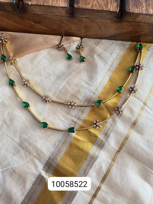 JL10058511 2 Layer white Stone necklace JEWELLERY