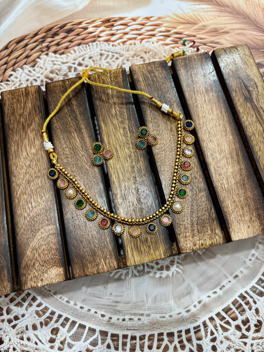 Jl08-multicolor ball neck set  jewellery