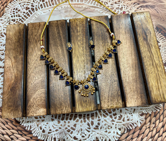 Jl04-blue palaka neck set  jewellery