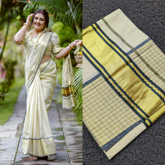 SS64- Sarayu Mohan border checked saree