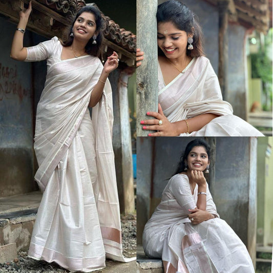 SS22- Rose gold tissue saree