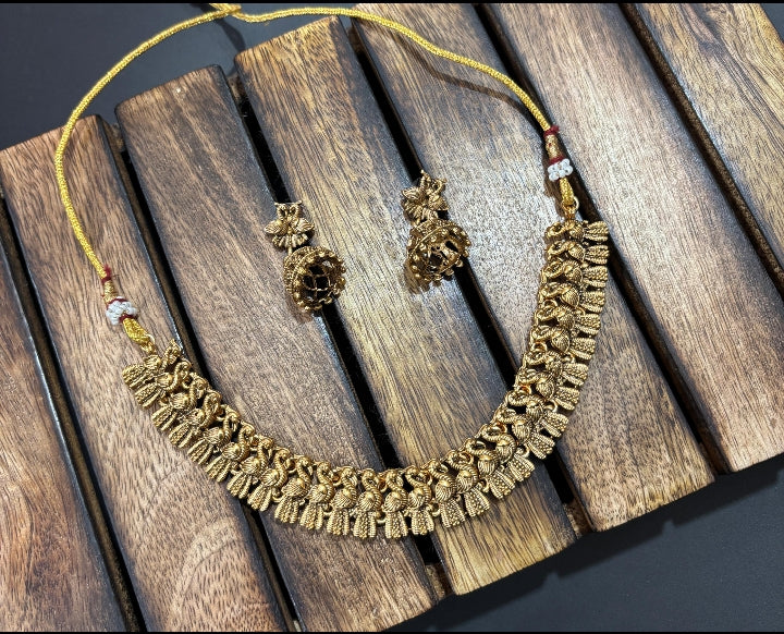 NC22 Peacock  antique neck set jewellery